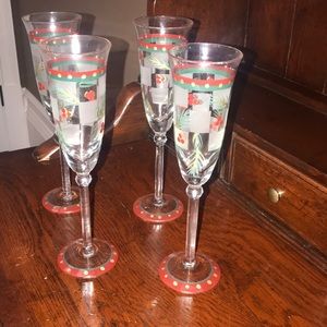 4 Holiday Champagne Flutes